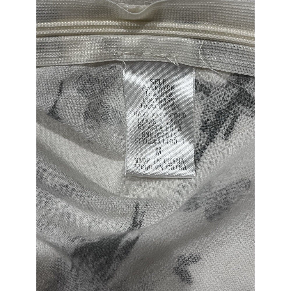 Andree By Unit Cream Gray Butterfly Hummingbird Peplum Top Flutter Sleeves M - Picture 7 of 8